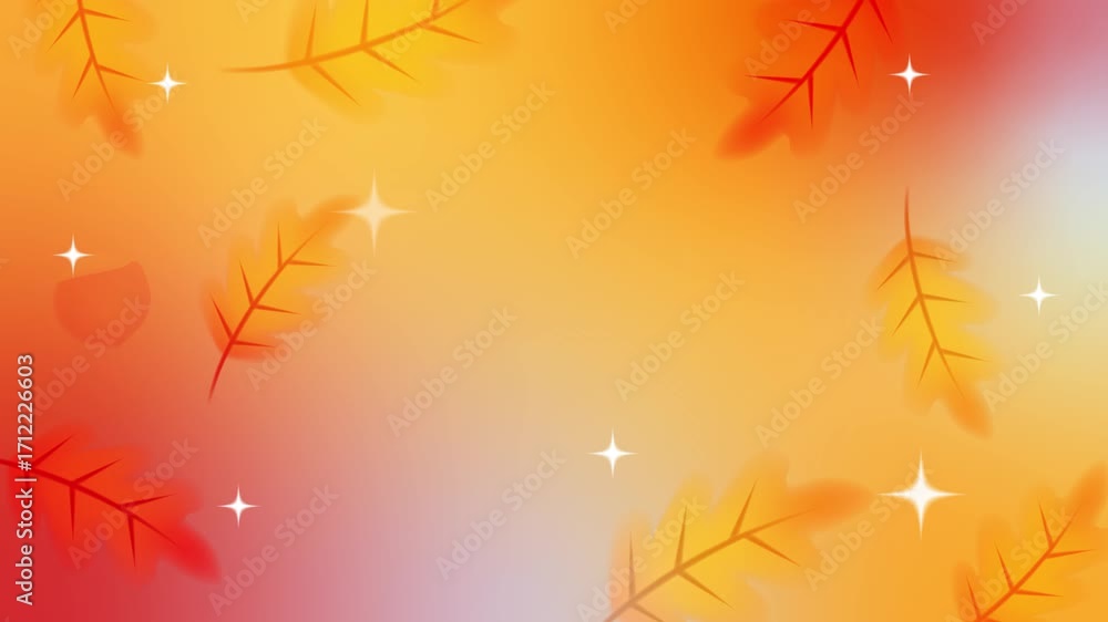 Poster animated cozy autumn background with leaves and nuts in a minimalist style. motion graphics with a s