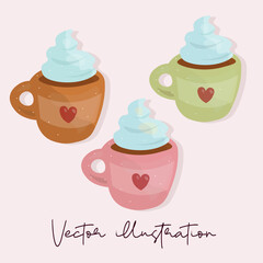 illustration, dessert, muffin, pink, design, celebration, cream, baby, chocolate, invitation, party, vintage, love, cupcakes, bakery, cup, heart, holiday, cup