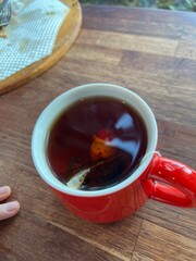 아름다운 풍경의 맛있는 차 한잔 