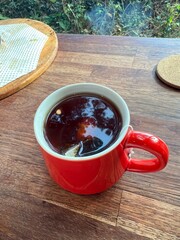 아름다운 풍경의 맛있는 차 한잔 