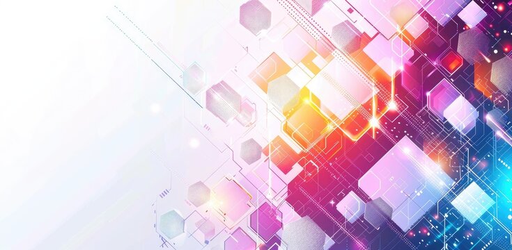 Vector background with abstract hexagons and data technology elements for business or tech concept design, white background