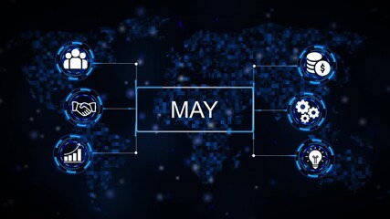 May business growth global network collaboration financial success innovation teamwork strategy concept digital world map - Powered by Adobe
