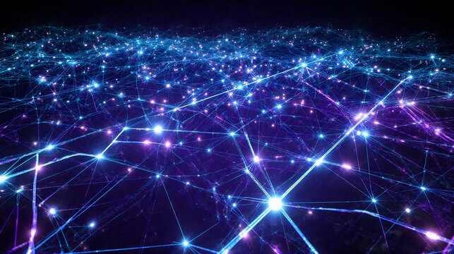 Abstract digital network connections with glowing lines and points