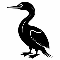 Cormorant vector clean black silhouette design white background