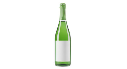 Isolated green champagne bottle with blank label for your branding and message here.