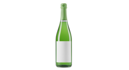 Isolated green champagne bottle with blank label for your branding and message here.