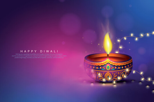 Happy Diwali festival of lights, holiday Background, Diwali celebration greeting card, creative vector illustration design.