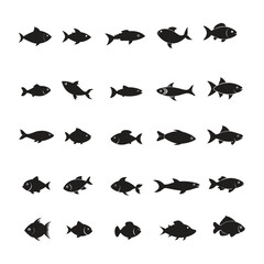 Fish Silhouette vector Set Illustration