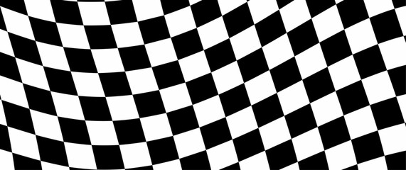 Checkered racing finish line flag. Black and white checkered background. Fluttering flag. Auto. Premium luxury background for cards, invitation, poster, flyer, luxe invite, prestigious voucher, ads.