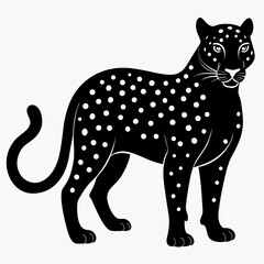 animal, leopard, predator, silhouette, graphic, cat, black, design, minimalist, nature, vector, wild, felino, powerful, profile, spot, bold, drawing, mammal, rhino, striking, art, illustration, isolat