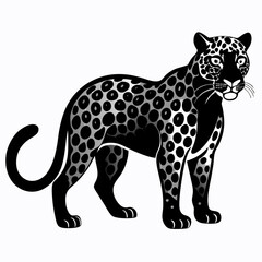 animal, leopard, predator, silhouette, graphic, cat, black, design, minimalist, nature, vector, wild, felino, powerful, profile, spot, bold, drawing, mammal, rhino, striking, art, illustration, isolat