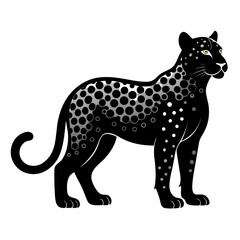 animal, leopard, predator, silhouette, graphic, cat, black, design, minimalist, nature, vector, wild, felino, powerful, profile, spot, bold, drawing, mammal, rhino, striking, art, illustration, isolat