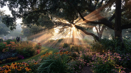 sunrise in the forest