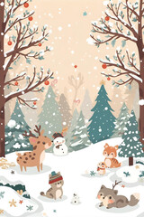 christmas reindeer and snowman