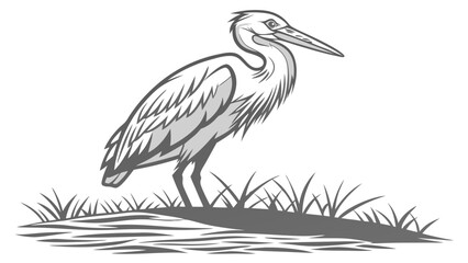 Fototapeta premium Gray heron illustration wading bird wetland animal nature wildlife vector art graphic design bird silhouette avian fauna water bird elegant bird zoology ornithology feathered creatu.