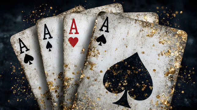 Luxurious Black Playing Cards with Golden Aces and Dice &ndash; Premium Casino Aesthetic in Cinematic Lighting