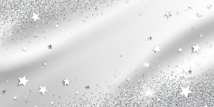 Silver glitter and stars on a soft, textured background - Powered by Adobe