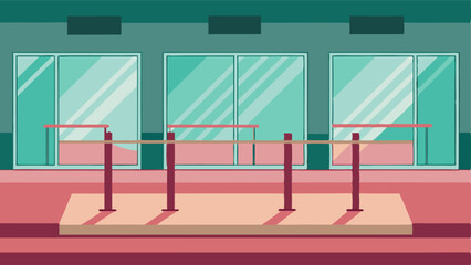 A dance studio with mirrored walls and ballet barres.