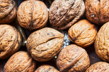 walnuts on a wooden background