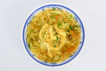 Chicken Soto or Soto Ayam in Indonesia. Soto ayam is a traditional Indonesian dish which uses ingredients such as chicken, vermicelli, bean sprout with turmeric as main ingredient add in the broth.