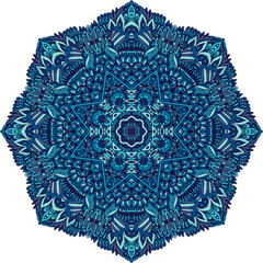 Cute geometric ethnic seamless pattern for fabric. Lacy mandala filigree design element.