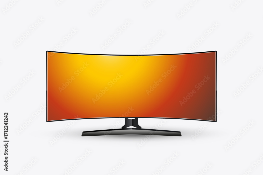 Poster the modern lcd gaming screen showcase visuals data with the gradient yellow style in lighting gaming
