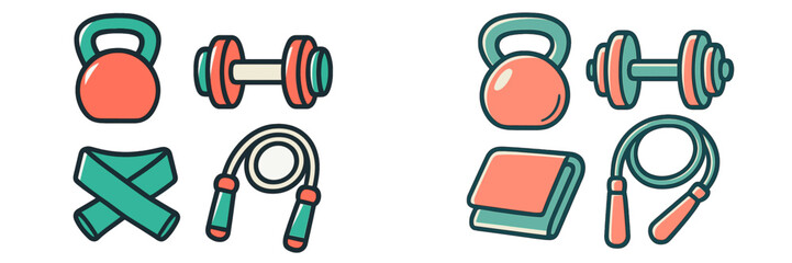 Essential gym and fitness equipment for workout, exercise training, and promoting a healthy active lifestyle