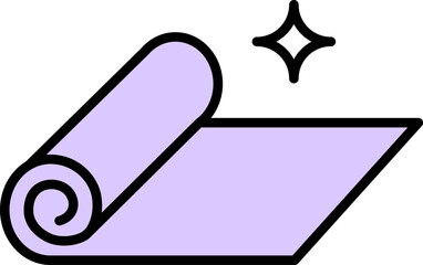 Yoga mat stretching icon with lavender accent