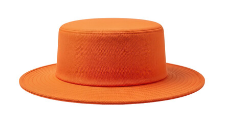 Isolated Bright Orange Round Top Hat with Brim Stylish Accessory Outdoor Fashion Summer
