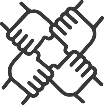 Teamwork and unity collaboration hands icon