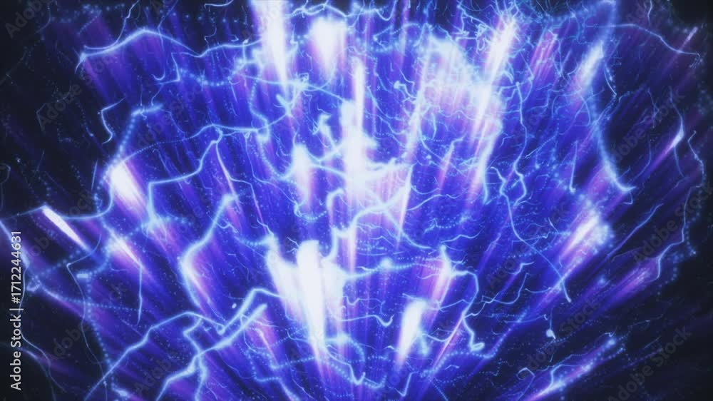 Poster experience a mesmerizing display of abstract animation with flowing blue lights changing and creatin