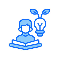 Sustainable Learning blue color icon