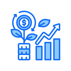 Sustainable Growth blue color icon