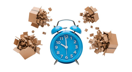 Alarm Clock with Exploding Cardboard Boxes