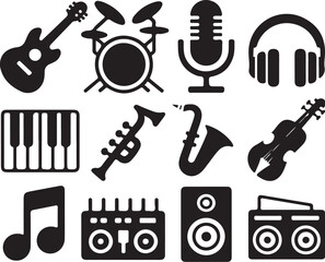 Obraz premium Music icons set for creative projects