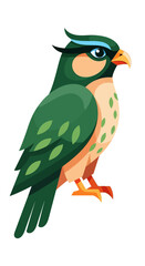 Obraz premium Stylized green bird with a tufted crest and orange beak.