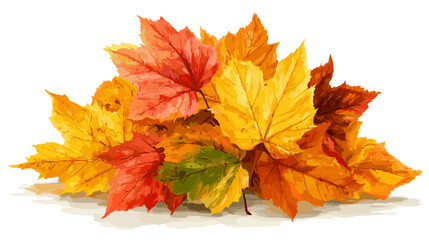 Fototapeta premium Vector illustration of a pile of autumn leaves isolated on a white background