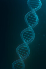 Artistic representation of a double helix DNA molecule symbolizing science genetics and technology