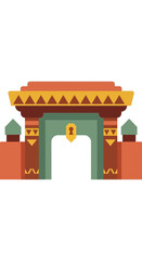 Stylized Traditional Asian Gateway Arch Vector Illustration.