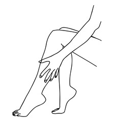 Female aesthetic legs and hand drawn in line art style