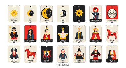 Fototapeta premium Vector Illustration Set of Mystical Tarot Style Cards.