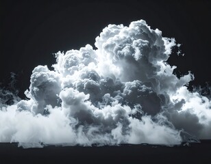 Dense Volumetric Fog Cloud, Isolated on Black Background