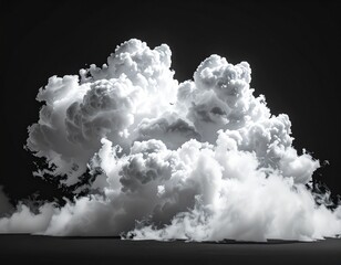 Dense Volumetric Fog Cloud, Isolated on Black Background