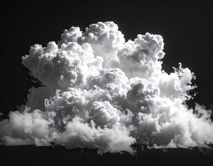 Dense Volumetric Fog Cloud, Isolated on Black Background