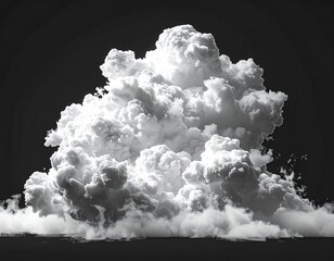 Dense Volumetric Fog Cloud, Isolated on Black Background