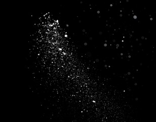 Floating Snow Particles on Black Background