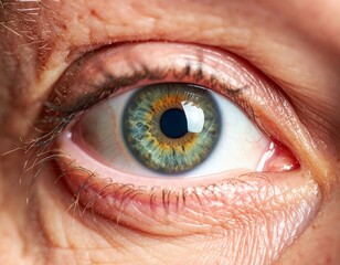 Clear Green Human Eye Close-Up, Detailed Iris, Macro Photography