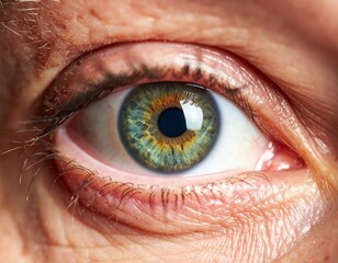 Clear Green Human Eye Close-Up, Detailed Iris, Macro Photography