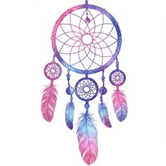 Pastel Dreamcatcher with Pink and Purple Feathers