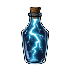 Glass Bottle with Electric Blue Lightning